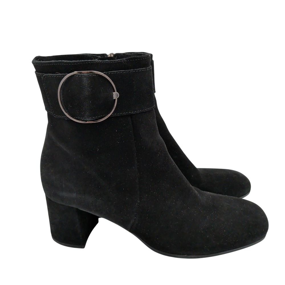 La Canadienne Hally Black Waterproof Suede Buckle Ankle Boots 34771 Womens 8.5 M